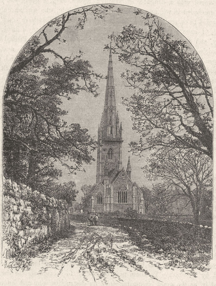 WALES. Flintshire. Bodelwyddan Church 1898 old antique vintage print picture