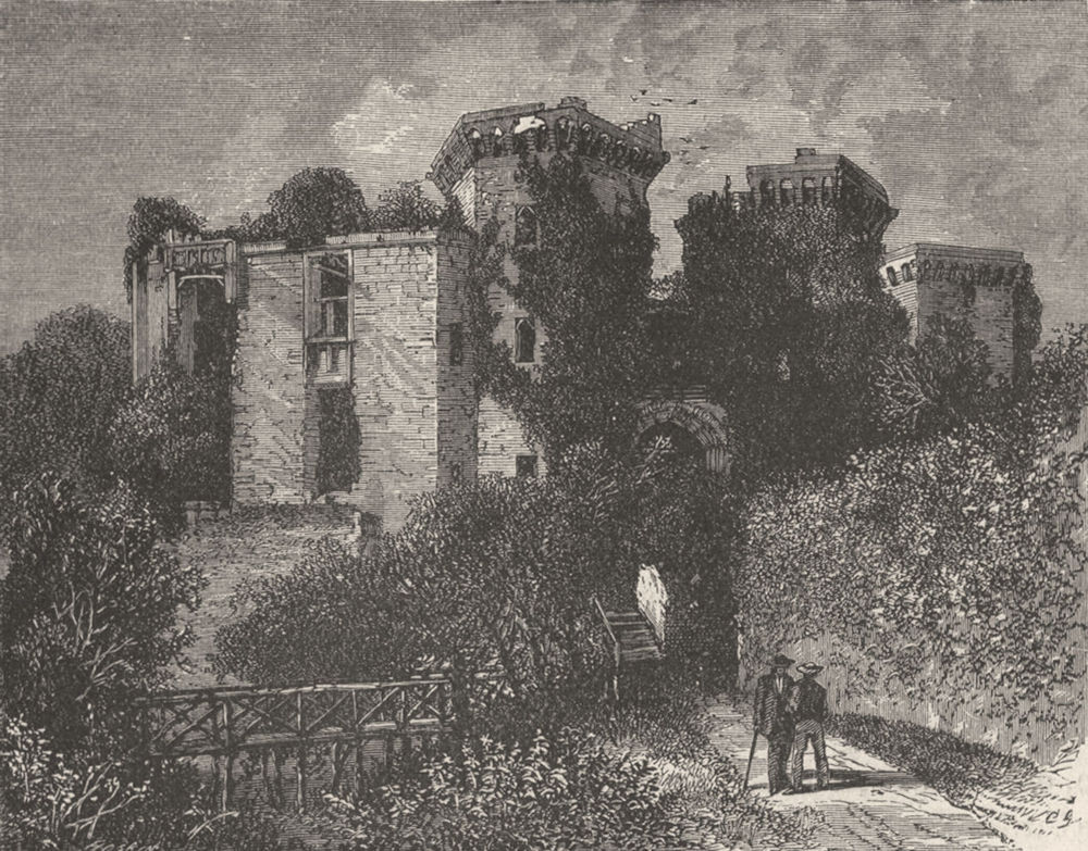 WALES. Moat at Raglan Castle 1898 old antique vintage print picture