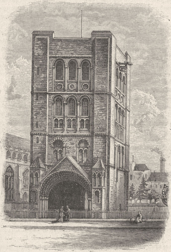 SUFFOLK. Bury St Edmunds. Norman Tower 1898 old antique vintage print picture