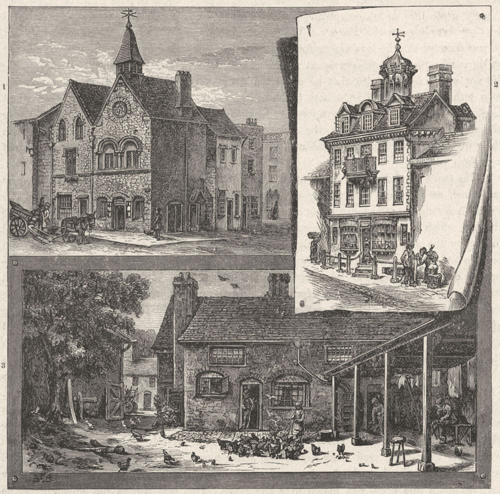 Associate Product BURY ST EDMUNDS. Jew's House; Cupola; White Hart 1898 old antique print