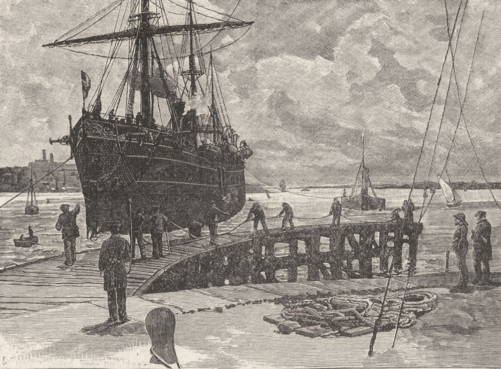 HANTS. Southampton. a ship at Docks 1898 old antique vintage print picture