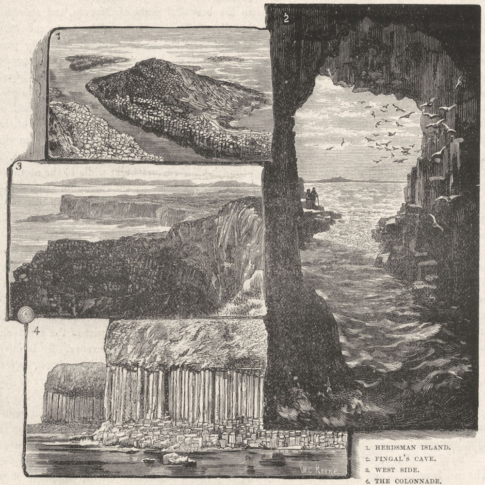 STAFFA. Herdsman Island; Fingal's Cave; Colonnade 1898 old antique print
