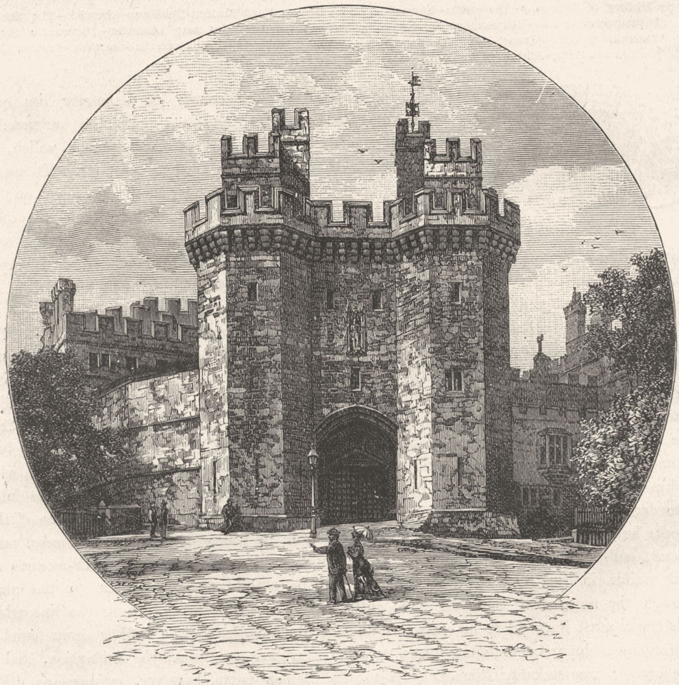 LANCS. Gateway of Lancaster Castle 1898 old antique vintage print picture