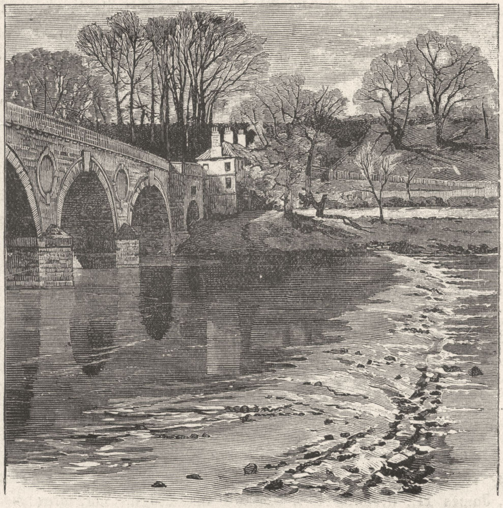 NORTHUMBS. Tweed. Bridge at Coldstream 1898 antique vintage print picture