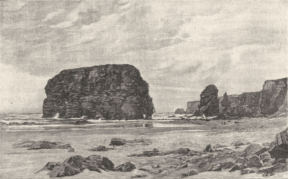 NORTHUMBS. Tyne. Marsden Rocks 1898 old antique vintage print picture