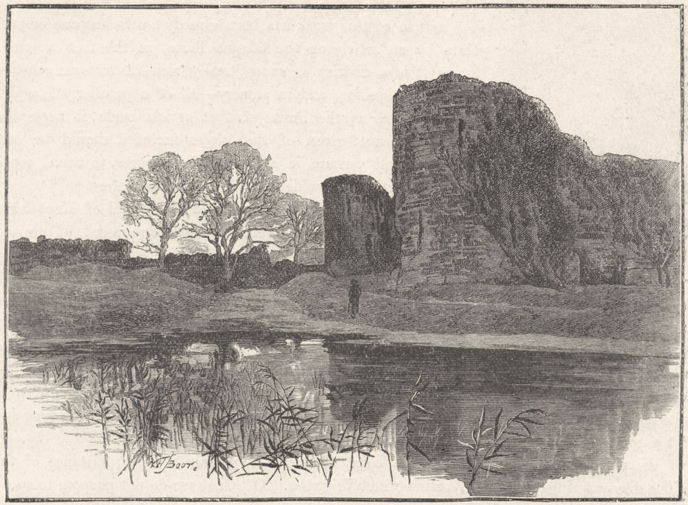 SUSSEX. Pevensey Castle 1898 old antique vintage print picture