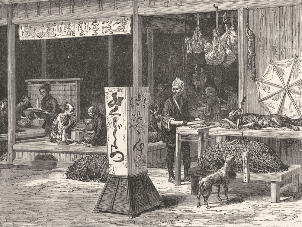 JAPAN. Shops, Shinagawa 1880 old antique vintage print picture