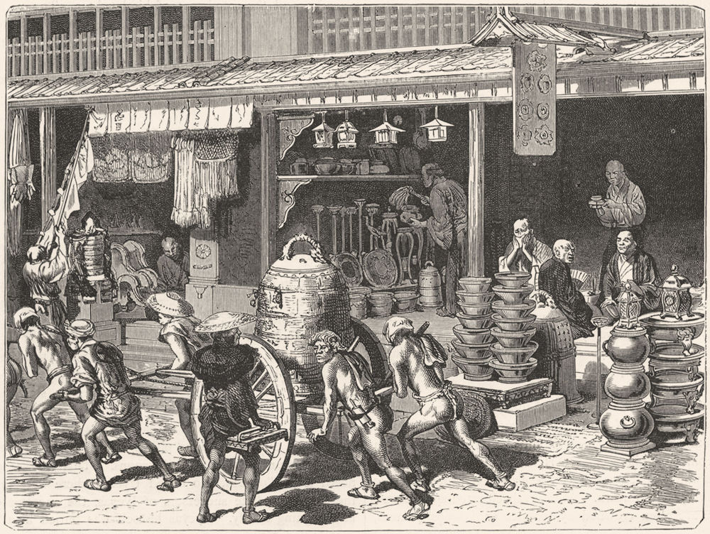 JAPAN. Shops, Tokyo 1880 old antique vintage print picture