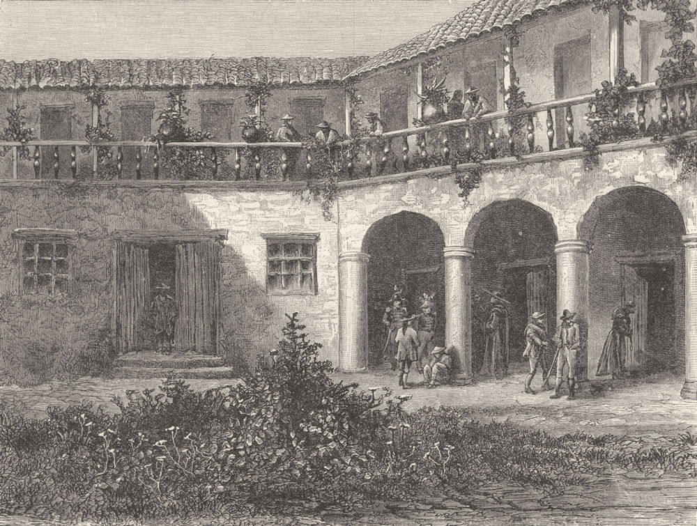 BOLOGNA. Courtyard of a Bolognese House 1880 old antique vintage print picture