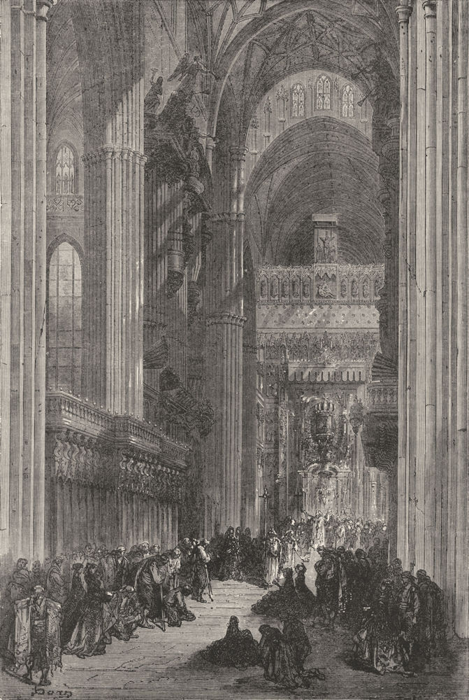 SPAIN. Seville, in 1867. Worship 1880 old antique vintage print picture