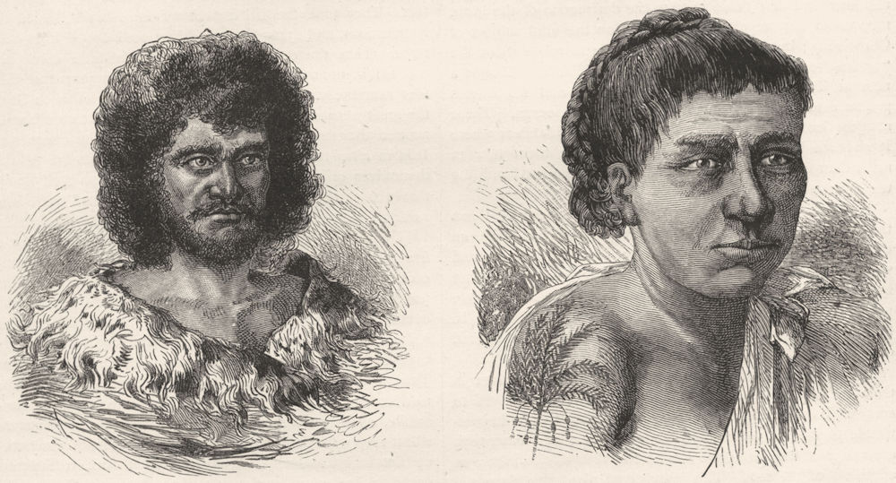 POLYNESIA. Native of Tahiti; A Sandwich Islander 1880 old antique print