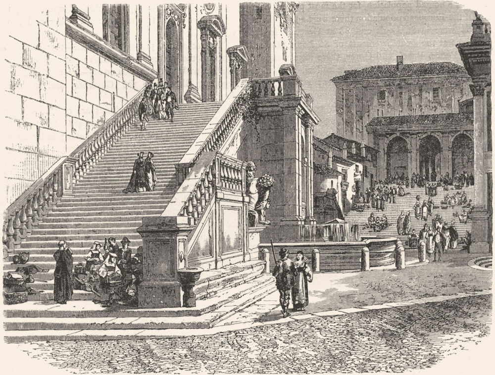 ROME. Stairs of Senatorial Palace 1880 old antique vintage print picture