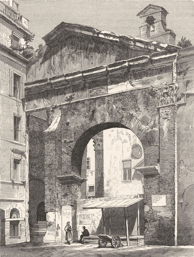 ROME. Portico of Octavia 1880 old antique vintage print picture