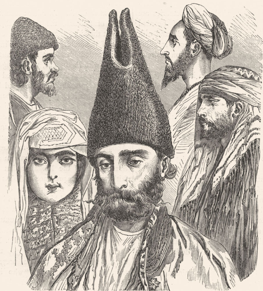 IRAN. Types of Persians 1880 old antique vintage print picture