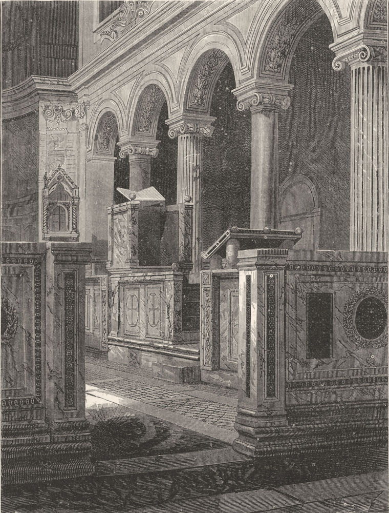 ROME. St Clement's Church 1880 old antique vintage print picture