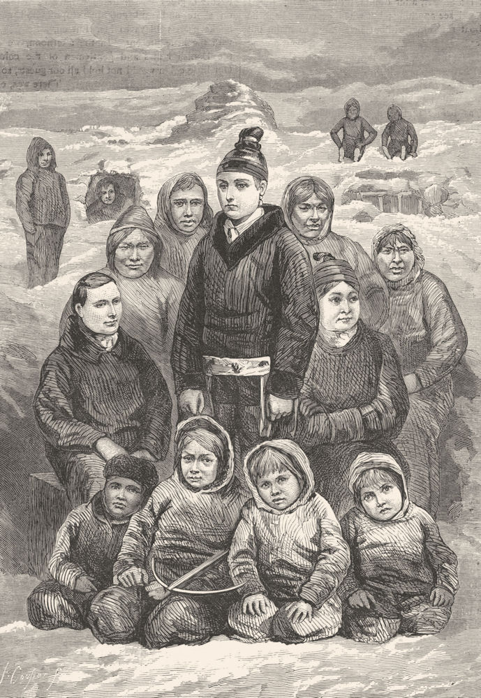 PORTRAITS. Eskimo Women & Children 1880 old antique vintage print picture