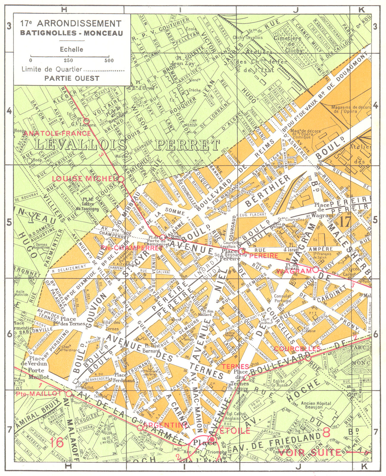 PARIS. 17e Arrondissement Batignolles-Monceau (1) 1920 old antique map chart