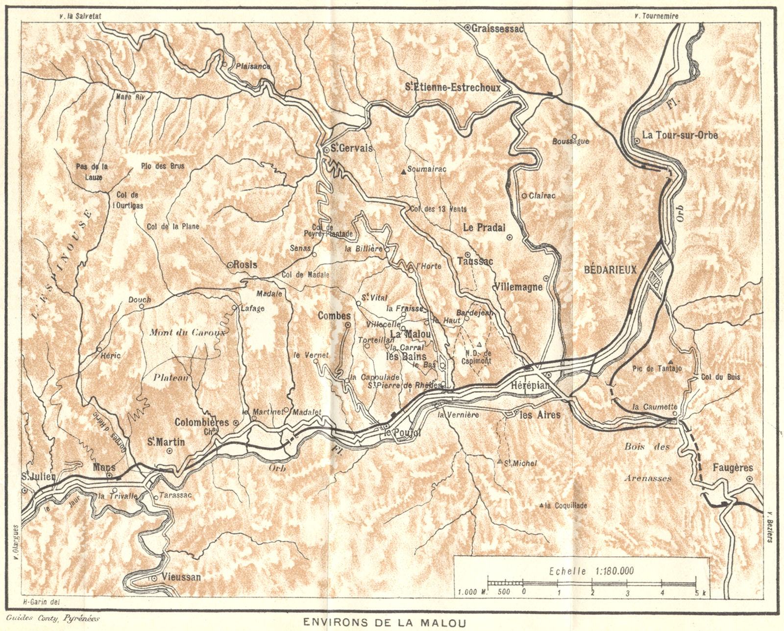 Associate Product TARN-ET-GARONNE. Environs de la Malou 1923 old antique vintage map plan chart