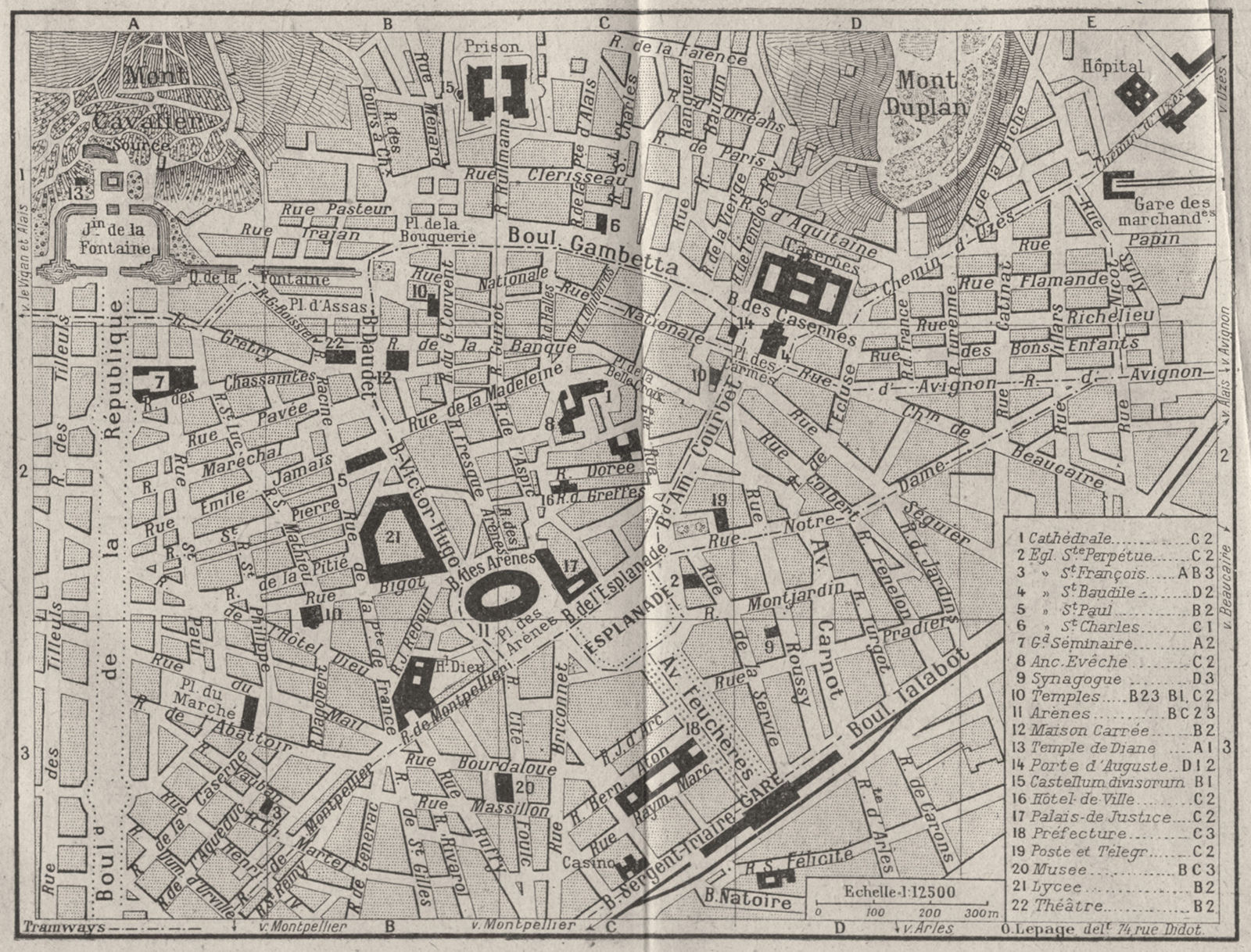 RHÔNE. B Natoire 1923 old antique vintage map plan chart
