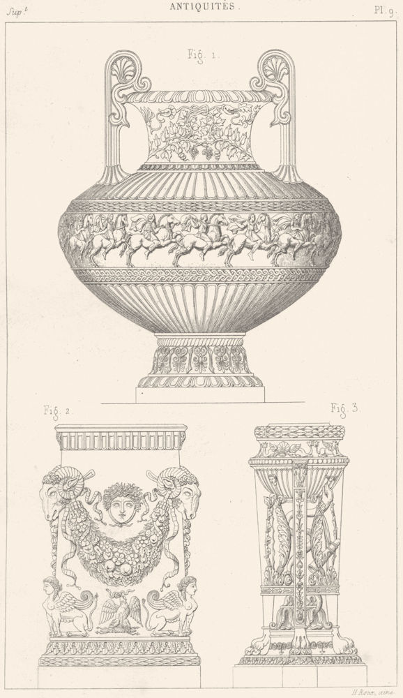 TURKEY. Vase de Pergame(Pergamon)Autel Trepied d'Apollon 1875 old print