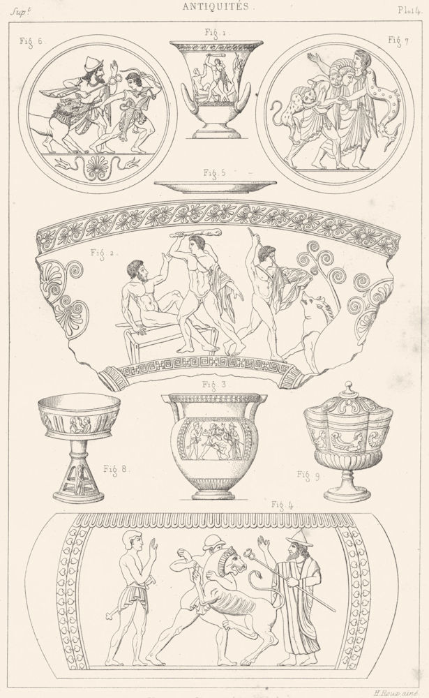 Associate Product ITALY. Vases de Chiusi(Toscane)(Inedits) 1875 old antique print picture