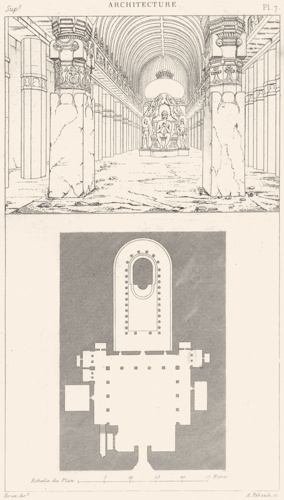 INDIA. Architecture. Inde. Plan du temple de Visouakarma 1875 old print