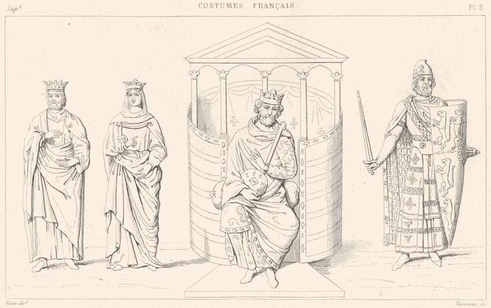 Associate Product FRANCE. Hugues capet-Constance sa femme; Charles Chauve; Geoffroi Bel 1875