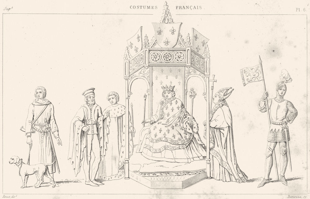 FRANCE. costumes. Veneur; Le Sacre de Charles VI; Chevalier 1875 old print