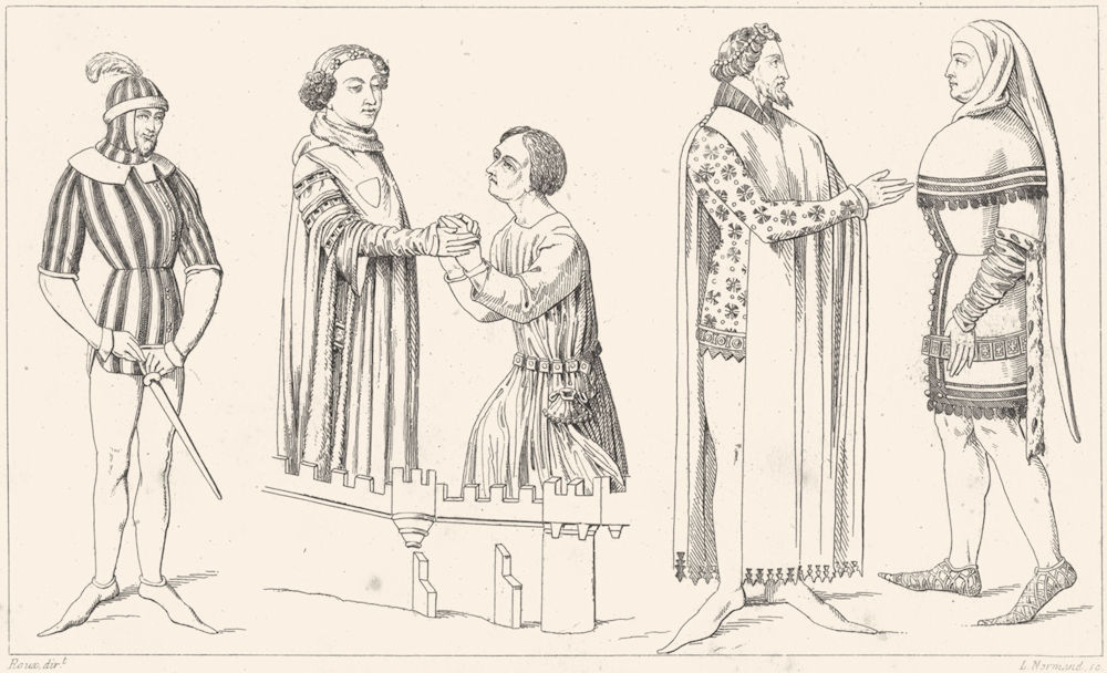 FRANCE. Varlet; Louis II de Bourbon; Seigneurs recevant hommage 1875 old print