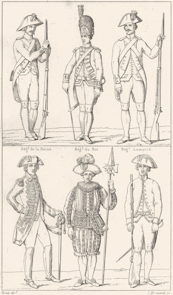 Associate Product FRANCE. Regt Reine; Roi; Lamarck; Officier Gdes Corps; Cent-Suisse(1789);  1875