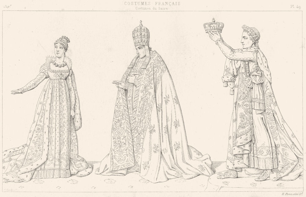 Associate Product FRANCE. Costumes du Sacre. L'Imperatrice; Pape; L'Empereur 1875 old print
