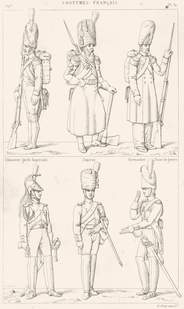 Associate Product MILITARIA. Hunter, Imperial Guard; Sapper; Grenadier; Dragoon, gendarmes 1875