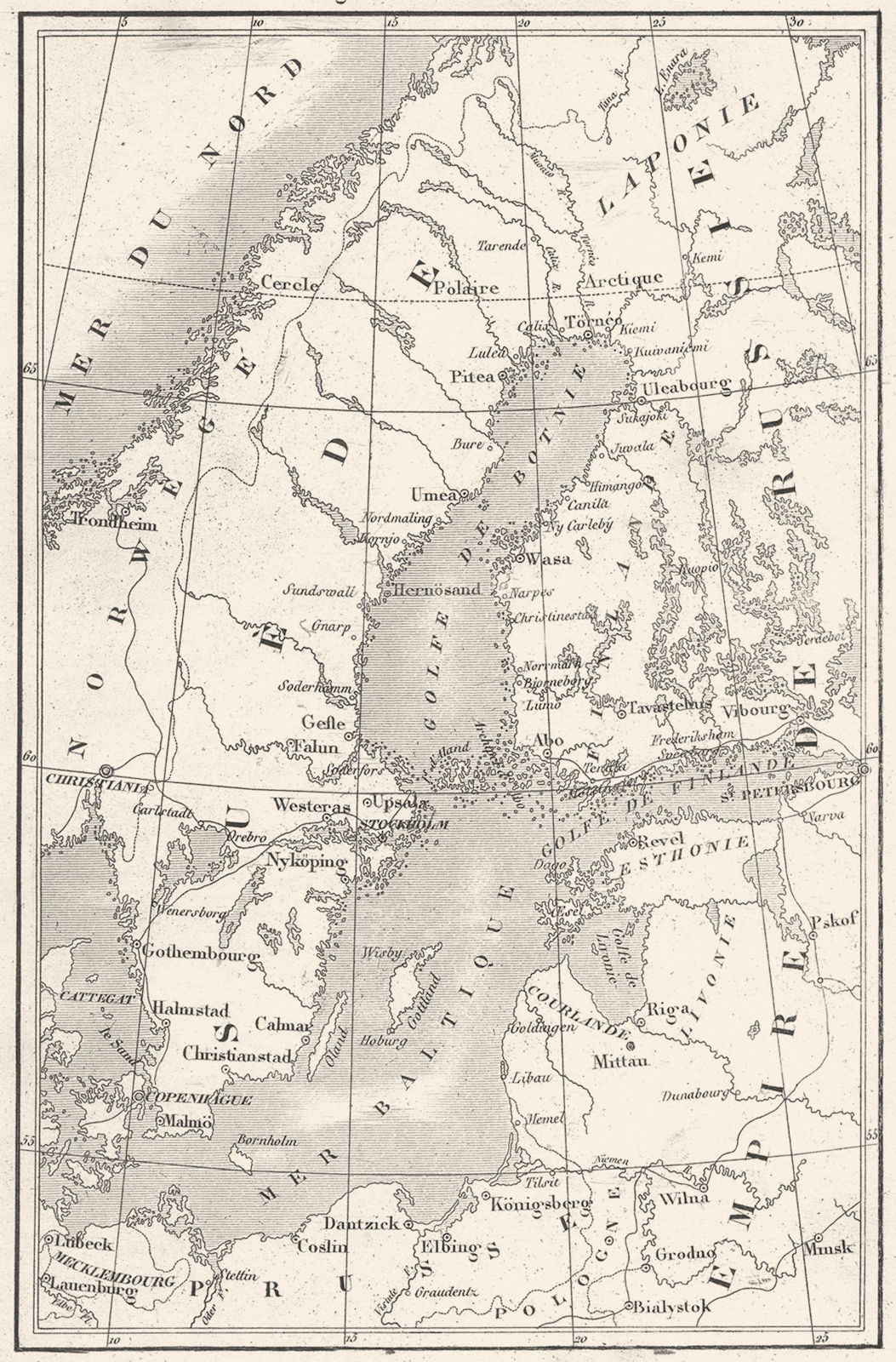 EUROPE. Littoral de la Mer Baltique(Baltic); Baltic Sea 1879 old antique map