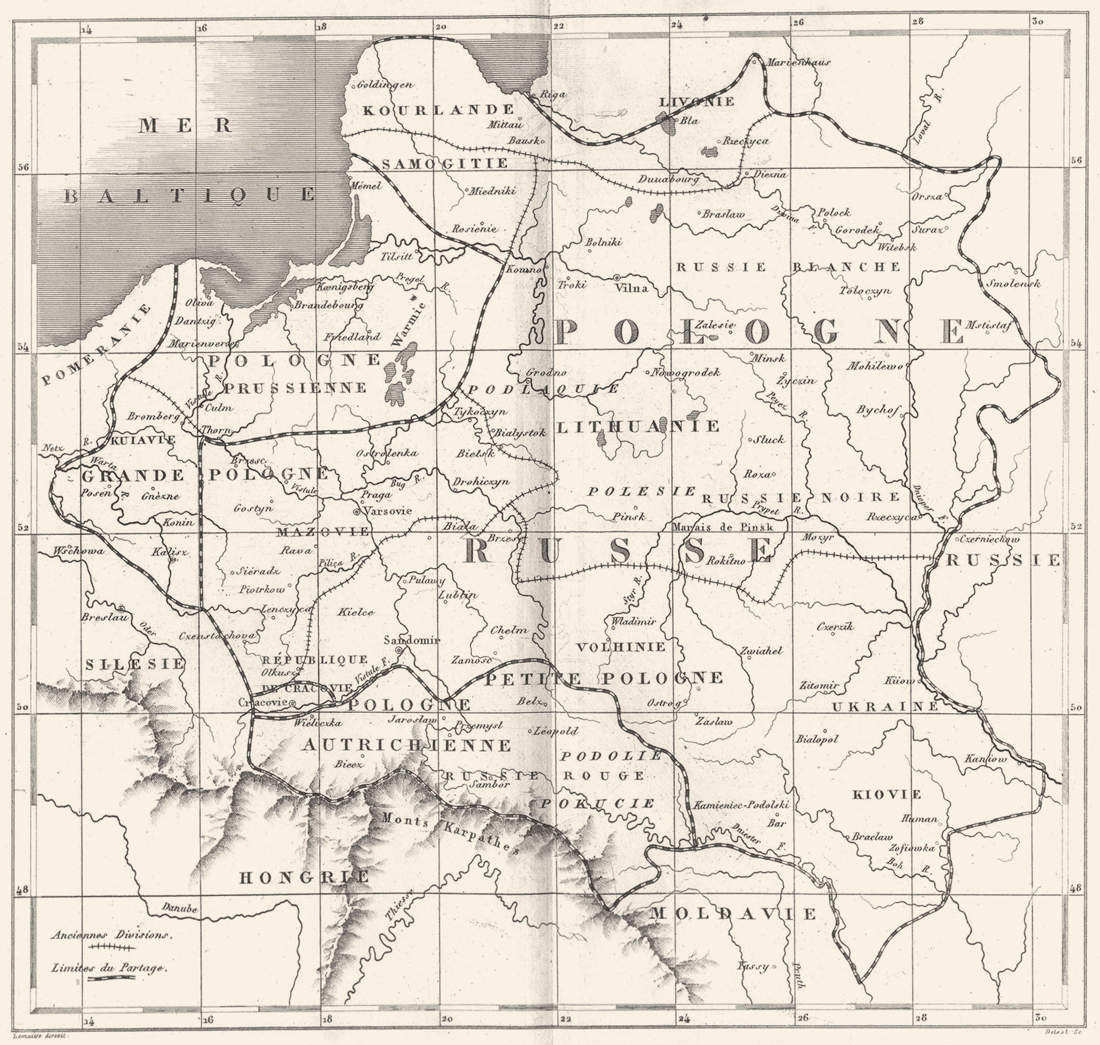 POLAND. Mapa General de Polonia Carte Generale de La Pologne 1879 old