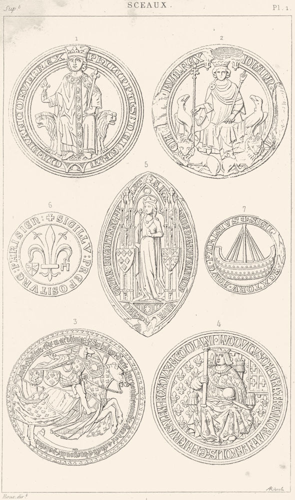 Associate Product SEALS. Philip Bold King John Duke Burgundy Louis XII Jeanne Provost Paris 1879