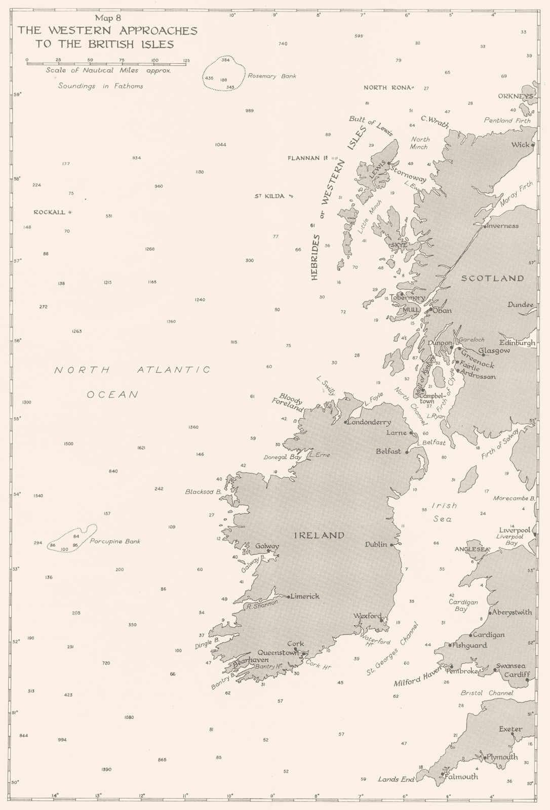 Associate Product UK. 3rd Sept-31st Dec, 1939. western approaches to British Isles 1954 old map