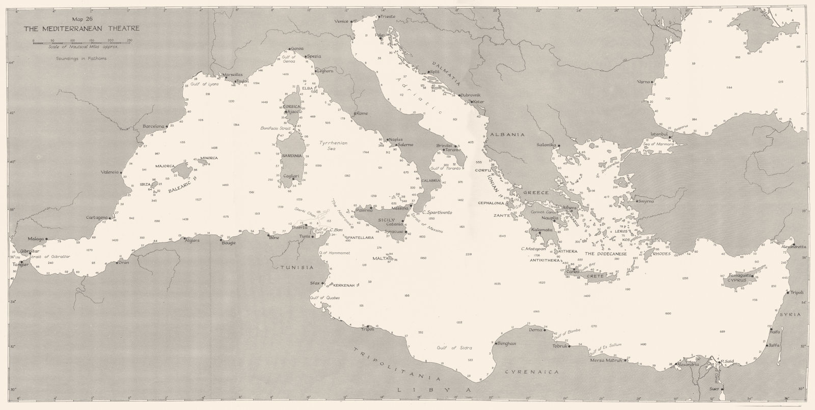 AFRICAN CAMPAIGNS. May-Dec, 1940. Mediterranean Theatre 1954 old vintage map