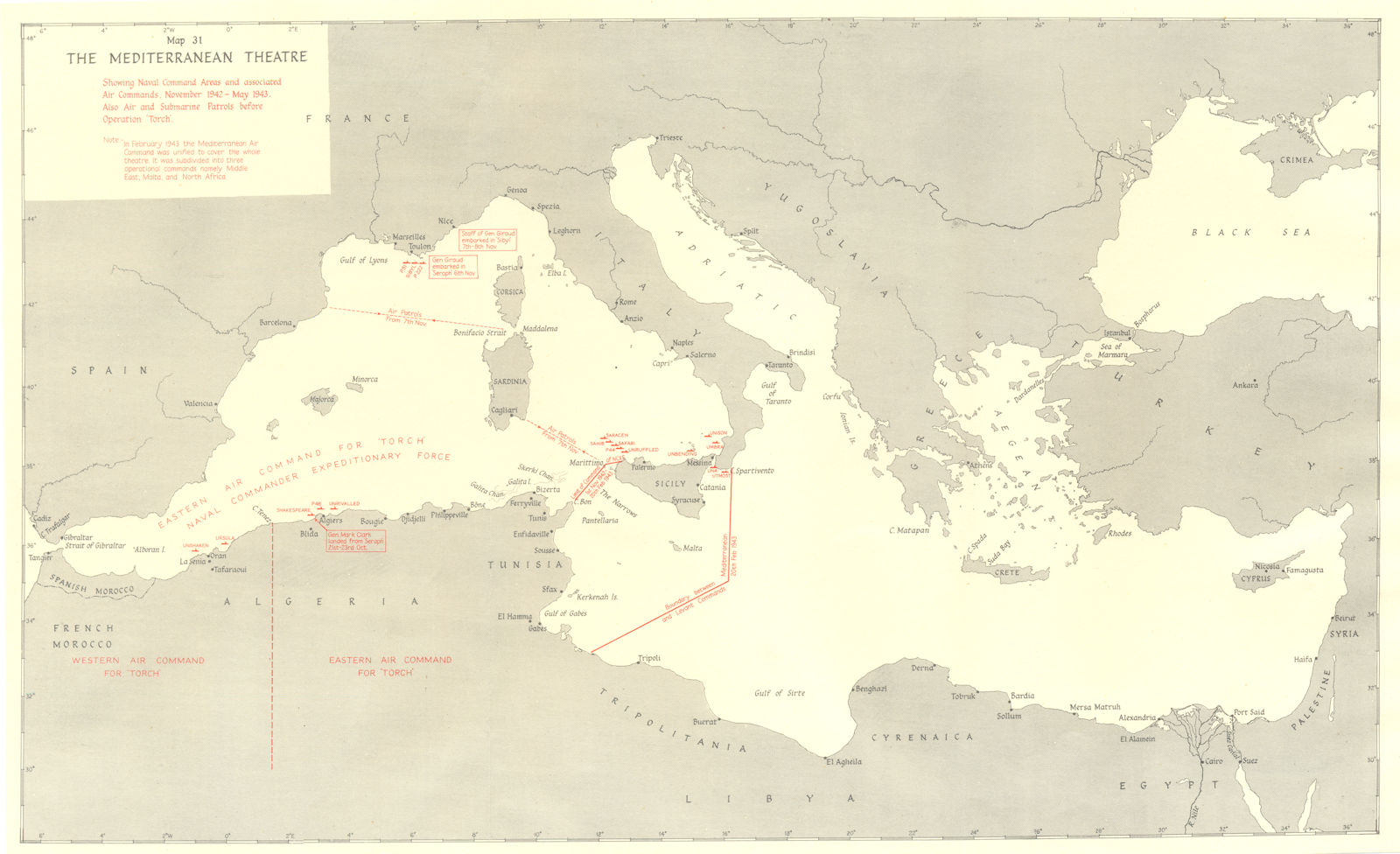 Associate Product EUROPE. African Campaigns Aug-Dec, 1942. Mediterranean Theatre 1956 old map