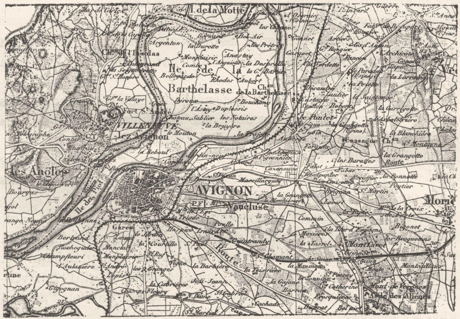 VAUCLUSE. Avignon. Carte des environs d'Avignon, sketch map 1880 old