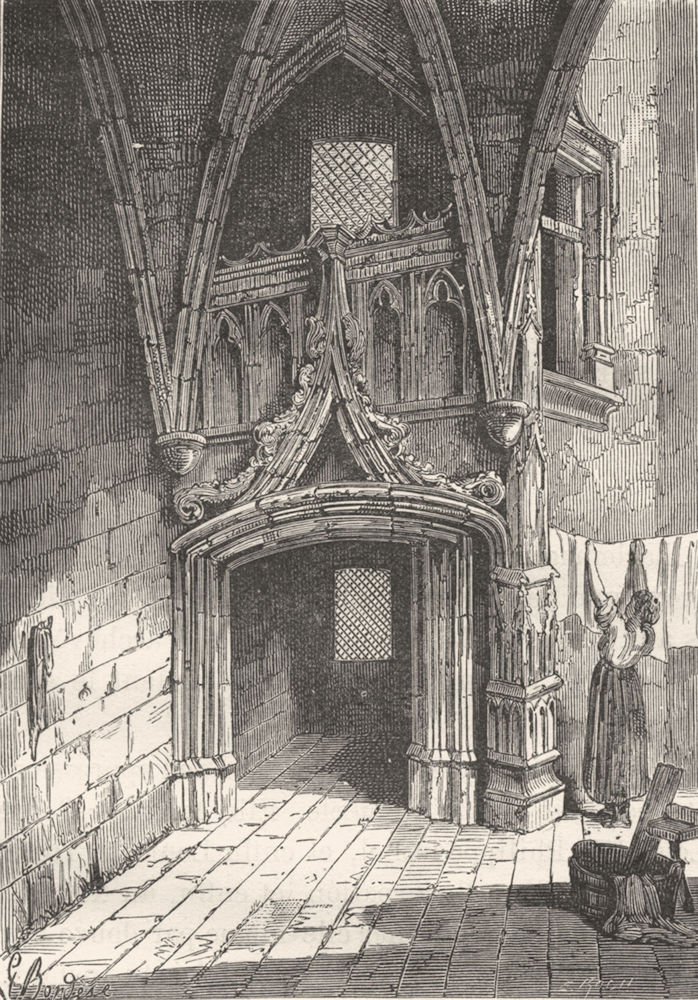 RHÔNE. Lyon. Porte gothique, rue Saint-Jean 1880 old antique print picture