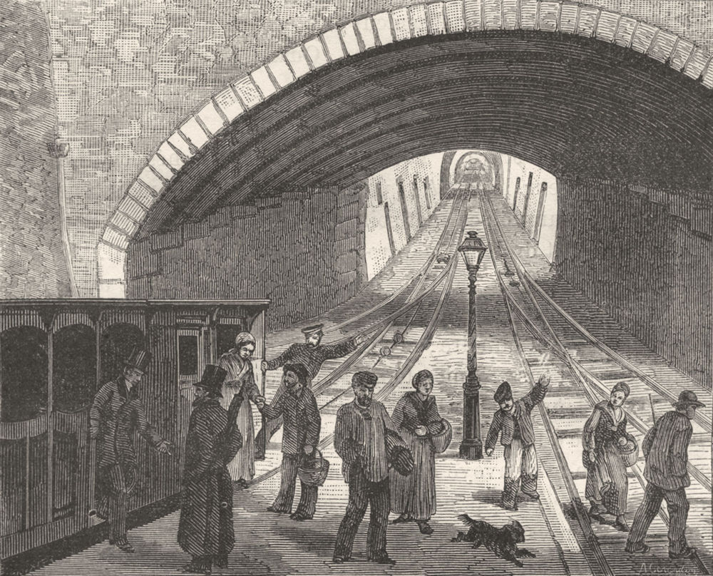RHÔNE. Lyon. Le chemin de fer a la corde 1880 old antique print picture
