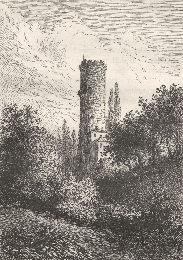 RHÔNE. Lyon. La tour de la Belle-Allemande 1880 old antique print picture