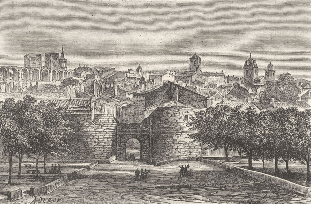 BOUCHES-DU-RHÔNE. Arles. lice porte Penitents noirs 1880 old antique print