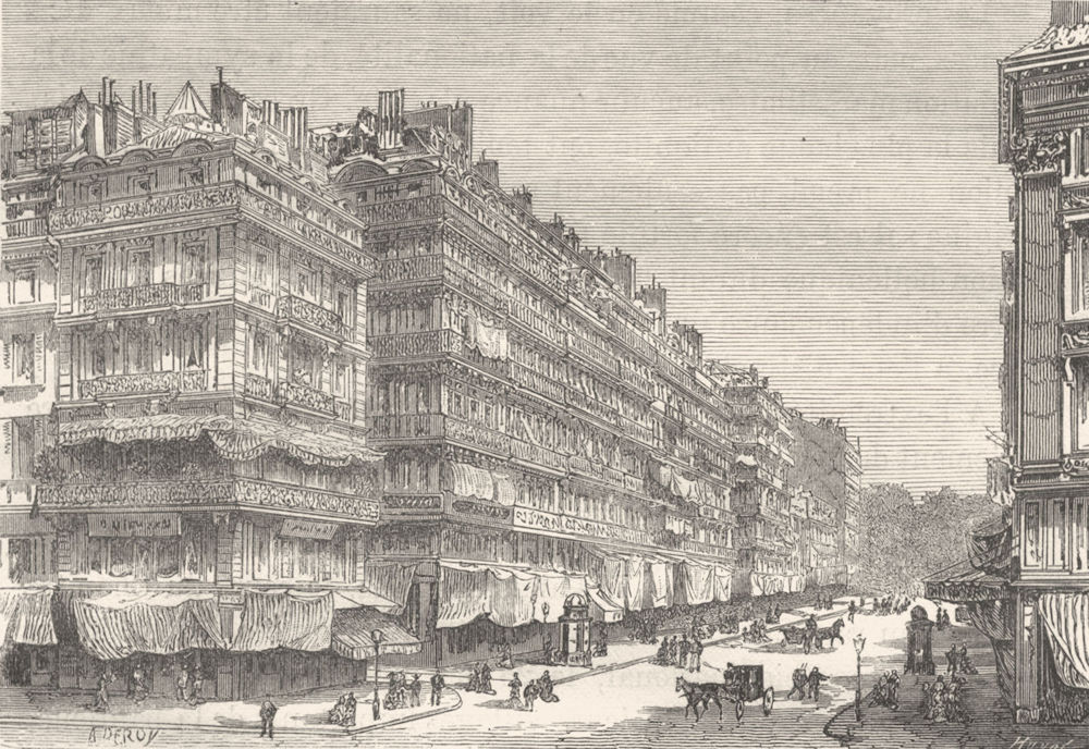 Associate Product BOUCHES-DU-RHÔNE. Marseille. La rue de Noailles 1880 old antique print picture