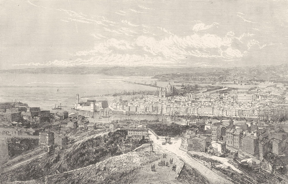 BOUCHES-DU-RHÔNE. Marseille. Vue generale de Marseille 1880 old antique print