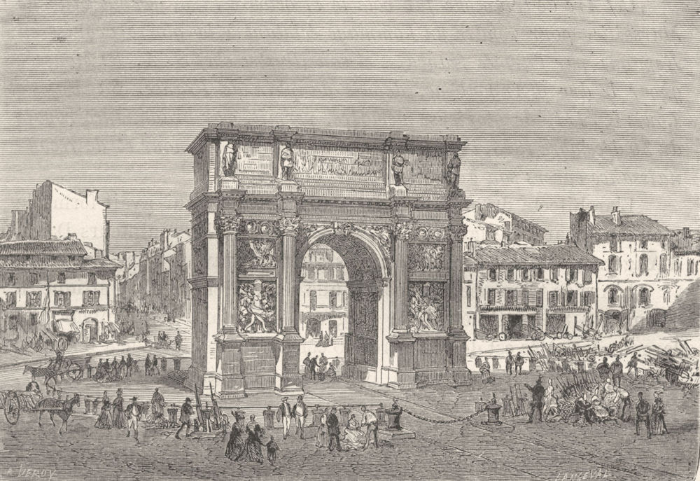 Associate Product BOUCHES-DU-RHÔNE. Marseille. La Porte d'Aix 1880 old antique print picture