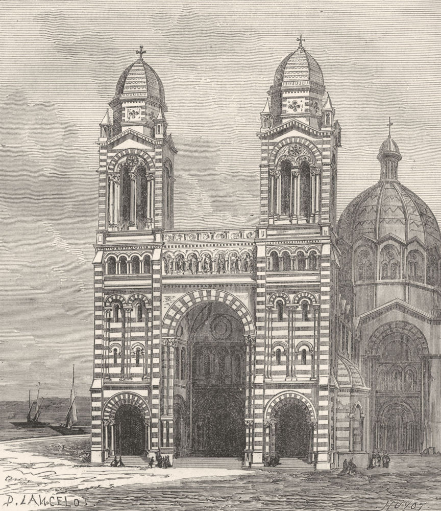 BOUCHES-DU-RHÔNE. Marseille. La Nouvelle Cathedrale 1880 old antique print