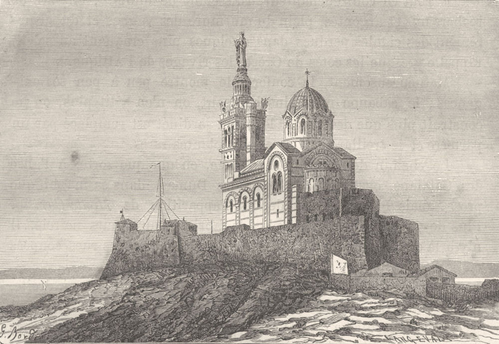 BOUCHES-DU-RHÔNE. Marseille. Abside de Notre-Dame de La Garde 1880 old print