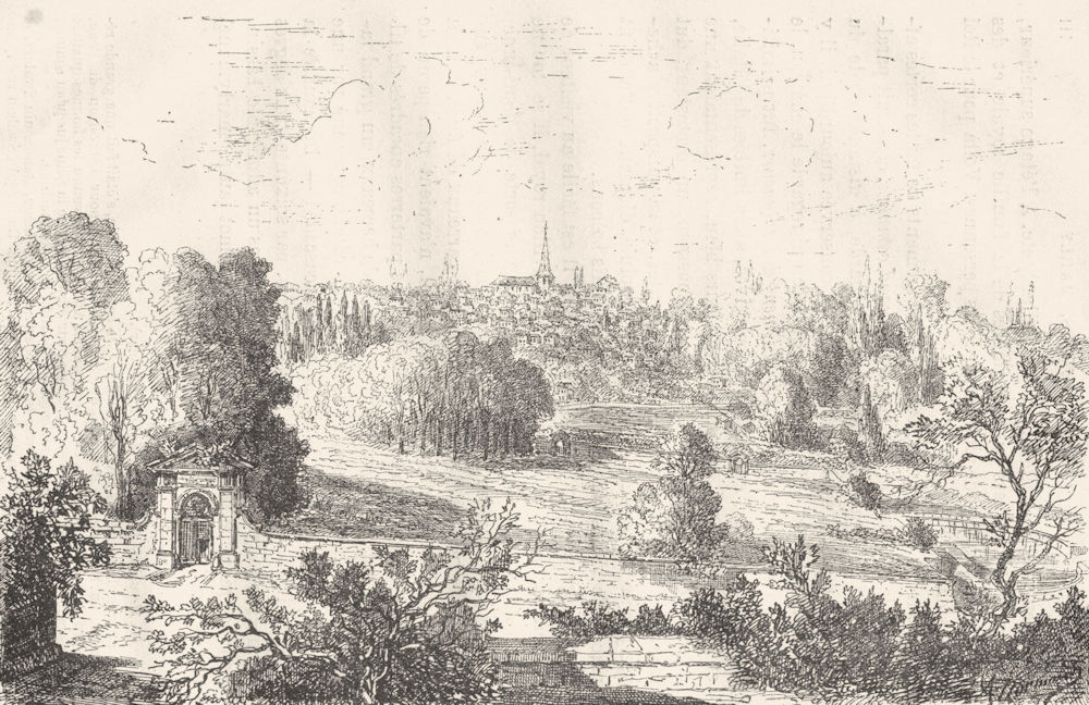 YVELINES. De Marly-Roi l'ancien parc, prise route Versailles 1880 old print