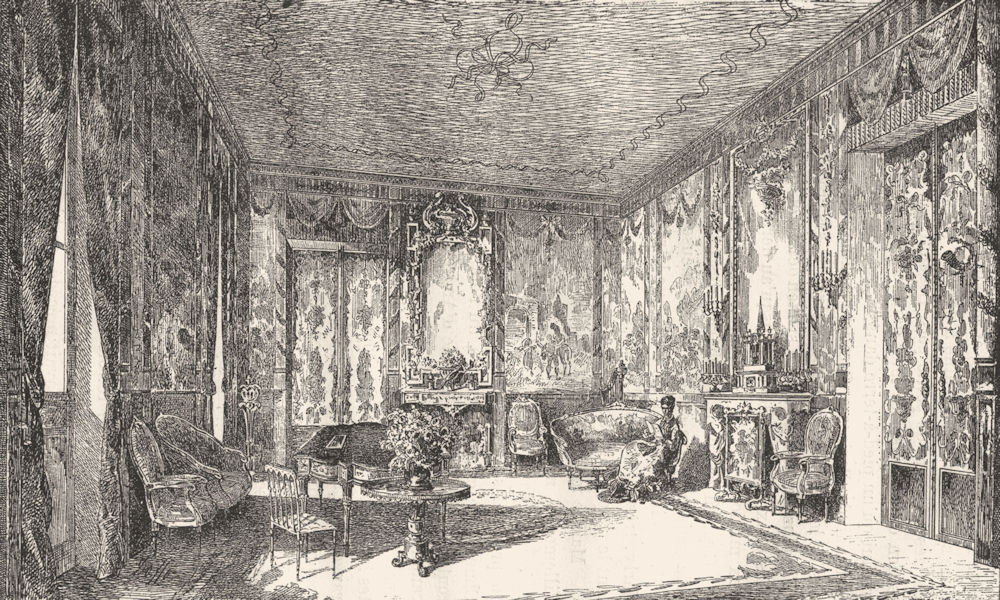 BOUCHES-DU-RHÔNE. Le grand salon du Verduron 1880 old antique print picture